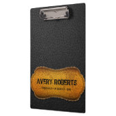 レザーフェイクデザインブラックイエロープロフェッショナル クリップボード (左)