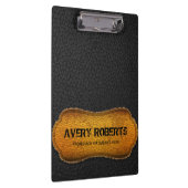 レザーフェイクデザインブラックイエロープロフェッショナル クリップボード (右)