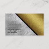 レザーフェイクトリム付シック金ゴールドガラス 名刺 (裏面)