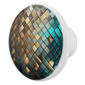 レザーフェイクドラゴンはかりで測ティール（緑がかった色）と金ゴールド セラミックノブ (右)