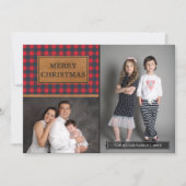 レザーフェイクバッファロープレイドクリスマスフォトコラージュ シーズンカード (正面)