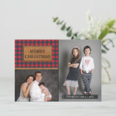 レザーフェイクバッファロープレイドクリスマスフォトコラージュ シーズンカード (スタンド正面)
