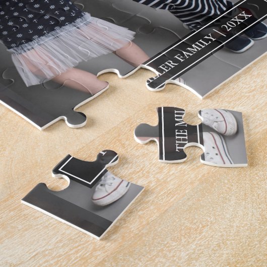 レザーフェイクバッファロープレイドクリスマスフォトコラージュ ジグソーパズル (側面)