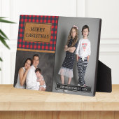 レザーフェイクバッファロープレイドクリスマスフォトコラージュ フォトプラーク