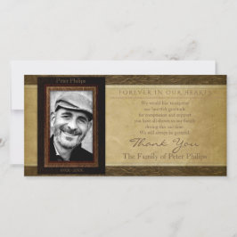 レザーフェイクパーチメント写真悔やみや弔慰ありがとう サンキューカード