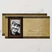 レザーフェイクパーチメント写真悔やみや弔慰ありがとう サンキューカード (正面/裏面)