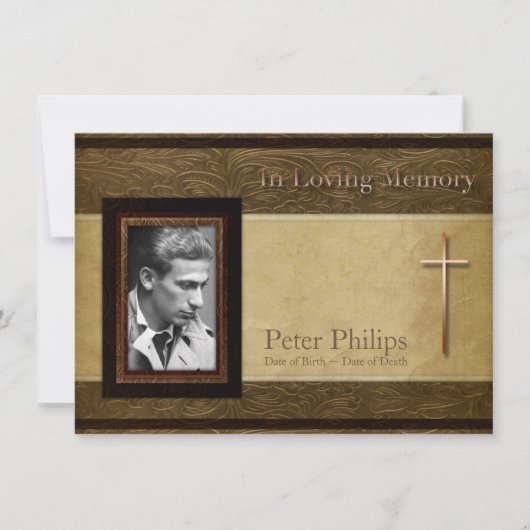 レザーフェイクパーチメントC写真追悼法会 招待状 (正面)