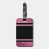 レザーフェイクピンクとブラックデザイン ラゲッジタグ (裏面縦)