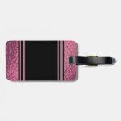 レザーフェイクピンクとブラックデザイン ラゲッジタグ (裏面横)