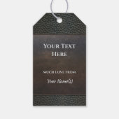 レザーフェイクブラウンブルーグランジグレーギフトラベル ギフトタグ (正面)