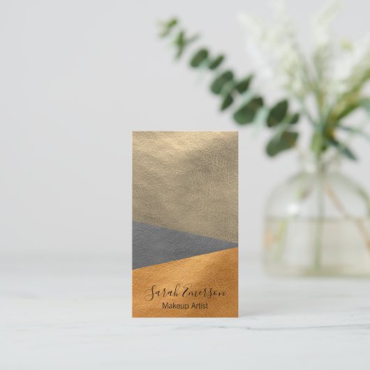 レザーフェイクプリント |ファッション色ブロック 名刺 (スタンド正面)