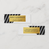 レザーフェイクホワイトストライプ金ゴールドメタリックラベル スキニー名刺 (正面/裏面)