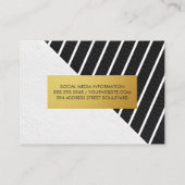 レザーフェイクホワイトストライプ金ゴールドメタリックラベル 名刺 (裏面)