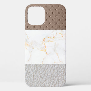 レザーフェイクマーブル男らし赤面革 iPhone 12 PROケース