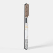 レザーフェイクマーブル男らし赤面革 iPhone 15ケース (右側面)