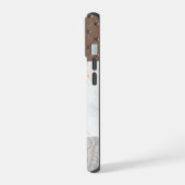 レザーフェイクマーブル男らし赤面革 iPhone 15ケース (左側面)