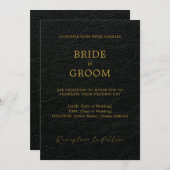 レザーフェイクモダンミニマ結婚リスト 招待状 (正面/裏面)