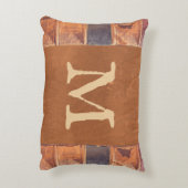 レザーフェイクヴィンテージアンティークブックモノグラム アクセントクッション (裏面(縦))