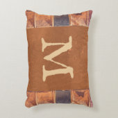 レザーフェイクヴィンテージアンティークブックモノグラム アクセントクッション (正面(垂直))