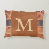 レザーフェイクヴィンテージアンティークブックモノグラム アクセントクッション (裏面)