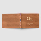 レザーフェイクヴィンテージアンティーク結婚ズゲストブック ゲストブック (全面)