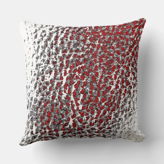 レザーフェイク抽象芸術ミックスBLKホワイト&レッド クッション (裏面)