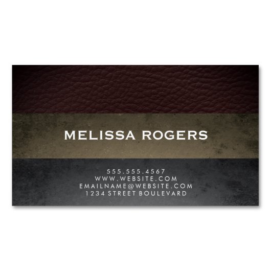 レザーフェイク石板カラーブロック マグネット名刺 (正面)