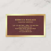 レザーフェイク金ゴールド掃除機クリーニングサービス 名刺 (裏面)