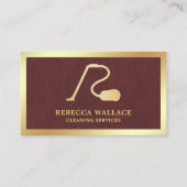 レザーフェイク金ゴールド掃除機クリーニングサービス 名刺 (正面)