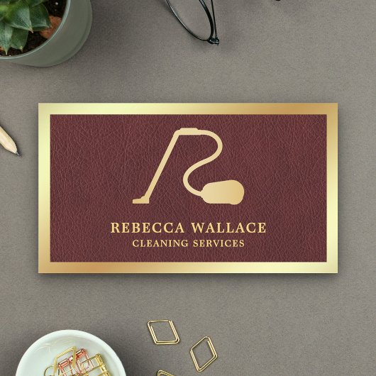 レザーフェイク金ゴールド掃除機クリーニングサービス 名刺