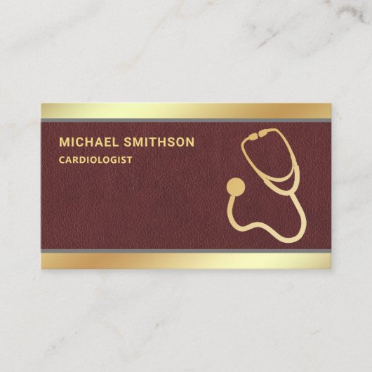 レザーフェイク金ゴールド聴診器プロフェッショナル 名刺 (正面)