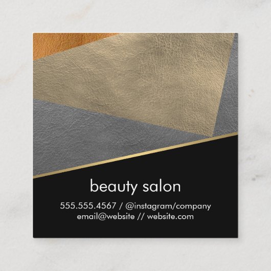 レザーフェイク/カラーブロック スクエア名刺 (裏面)