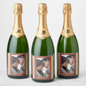 レザーフラワーオンクリームスエード スパークリングワインラベル (ボトル)