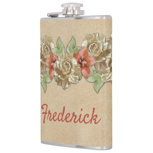 レザーフラワーオンクリームスエード フラスク (左)