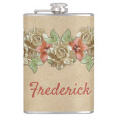 レザーフラワーオンクリームスエード フラスク (正面)