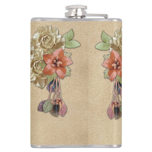 レザーフラワーオンクリームスエード フラスク (裏面)