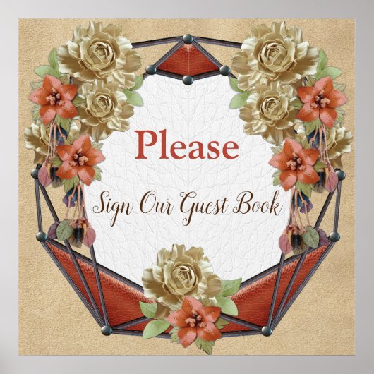 レザーフラワーズオンクリームスエードゲストブック ポスター (正面)