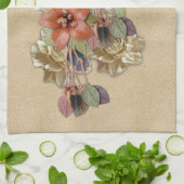 レザーフラワー&スエードのテクスチャアート キッチンタオル (折り畳み)