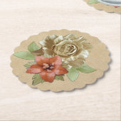 レザーフラワー&スエードのテクスチャアート ペーパーコースター (アングル)