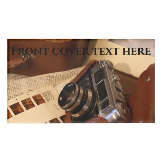 レザーブラウンケースのヴィンテージアナログカメラ 名札 (正面)