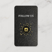 レザーブラック – ソーシャルメディアQRコードビジネスカード 名刺 (裏面)