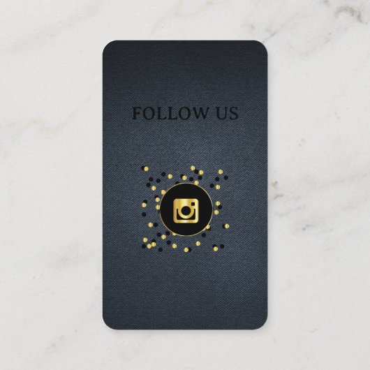 レザーブラック – ソーシャルメディアQRコードビジネスカード 名刺 (裏面)