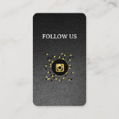 レザーブラック – ソーシャルメディアQRコードビジネスカード 名刺 (裏面)