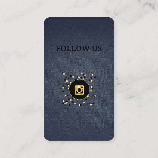 レザーブラック – ソーシャルメディアQRコードビジネスカード 名刺 (裏面)