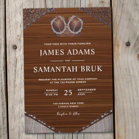 レザーブラ素朴ウの木製ストリングラ結婚イト 招待状