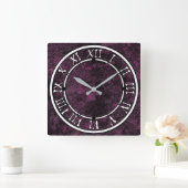 レザーブルゴーニュテクスチャ スクエア壁時計 (ホーム)