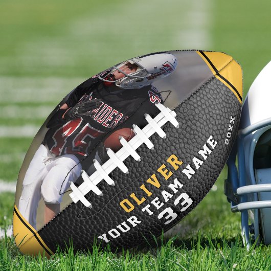 レザープリントイエロープレイヤー名番号チームフォト アメリカンフットボール