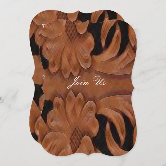 レザープリントカントリー結婚ウェスタンテンプレート 招待状 (正面/裏面)