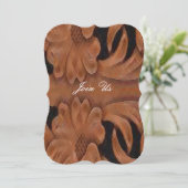 レザープリントカントリー結婚ウェスタンテンプレート 招待状 (スタンド正面)