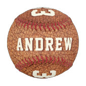 レザープリントプレイヤー名チーム番号 野球ボール (裏面)